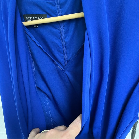 Jones New York Sheath Dress Sleeveless Surplice Neckline Drape Front Cob… - Picture 6 of 12